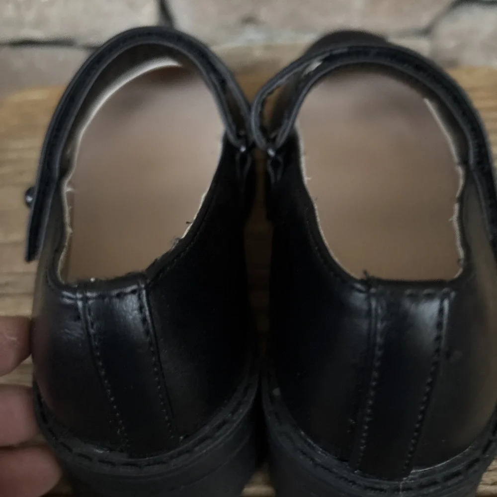 The Children's Place Girls Closed Toe Mary Jane Flat Kids Black Sz 1 Hook&Loop